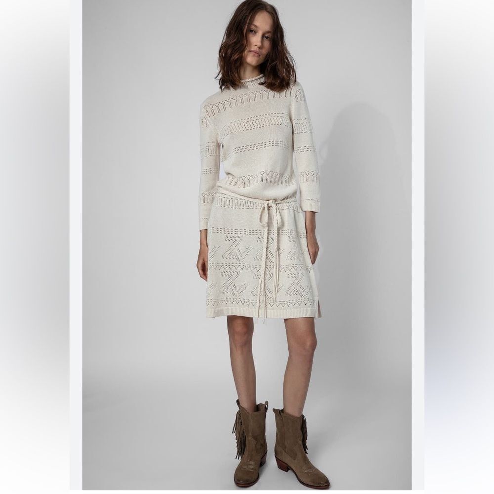 Zadig & Voltaire Cecily Zv Mono Linen-blend Mini Dress New XS